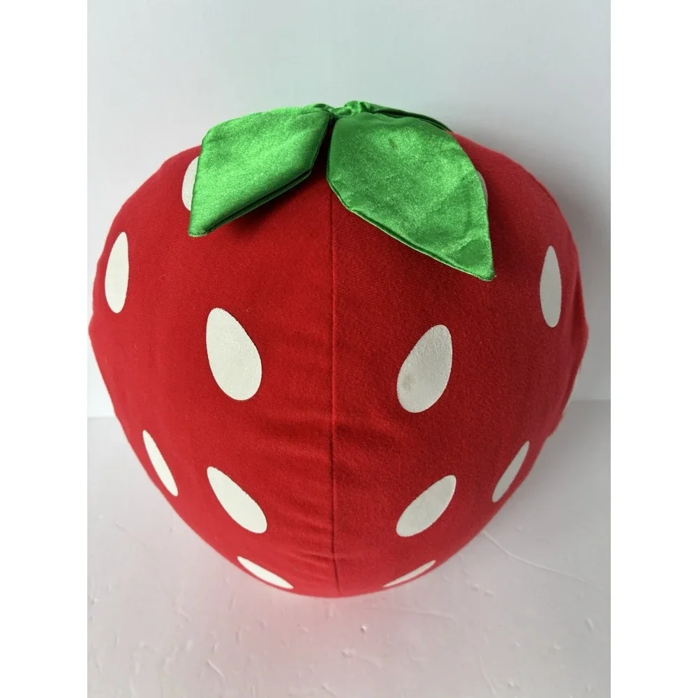 Sonoma Red Strawberry Shaped Throw Pillow Plush Maximalist Home Decor Satin Top